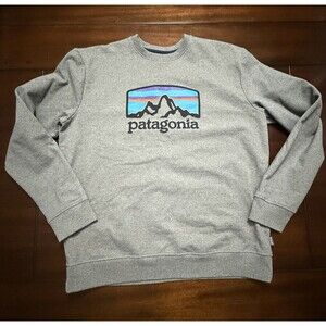 🔥NEW Patagonia Sweatshirt Fitz Roy Horizons Uprisal Gray Logo Hike Unisex L
